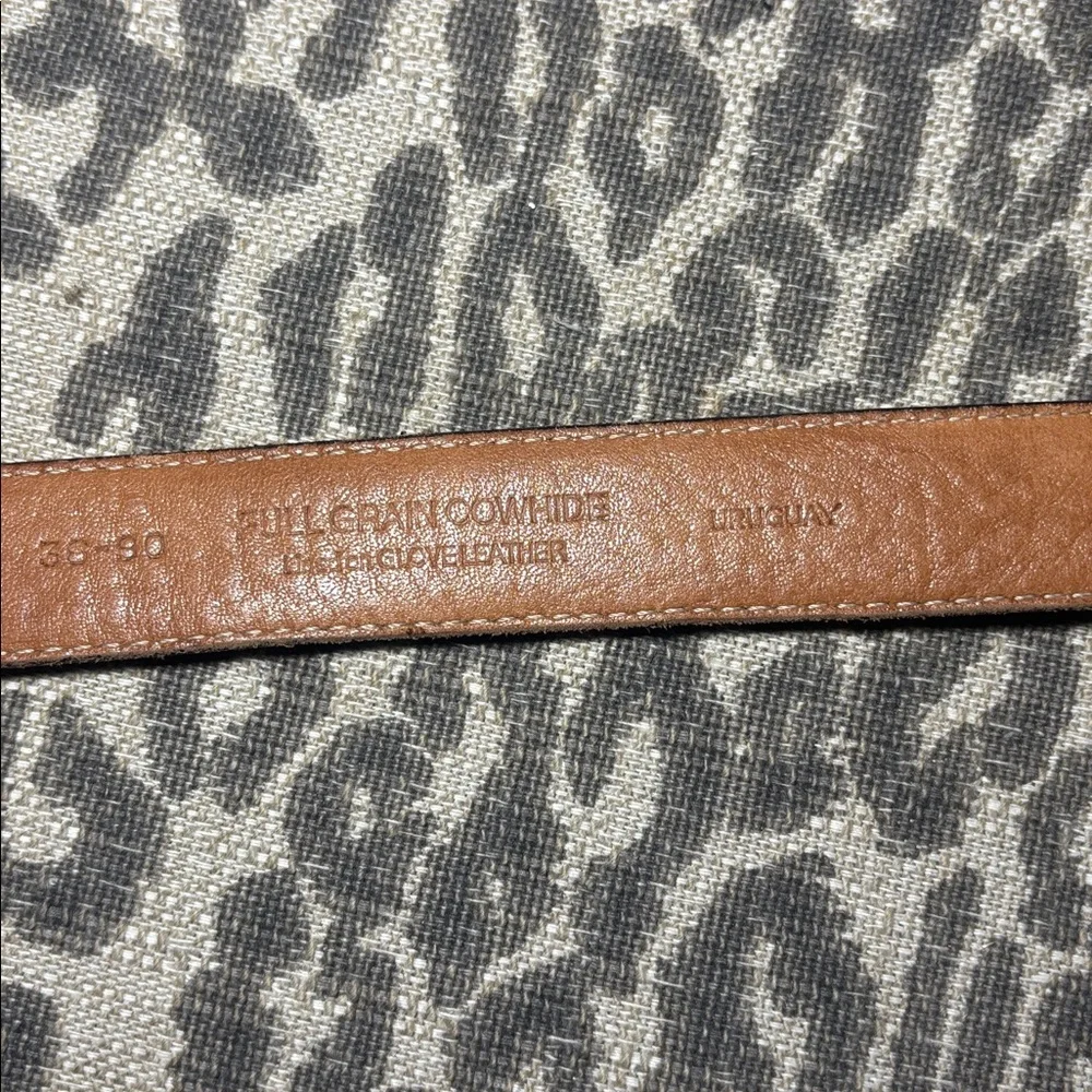 Vintage peterborough Row Black Leather Belt Gold Buckle alligator embossed 36